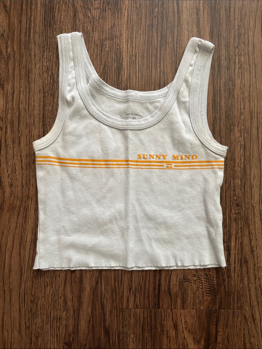 Billabong Sunny Mind Crop Tank Top Size S Light Gray Orange Stripe